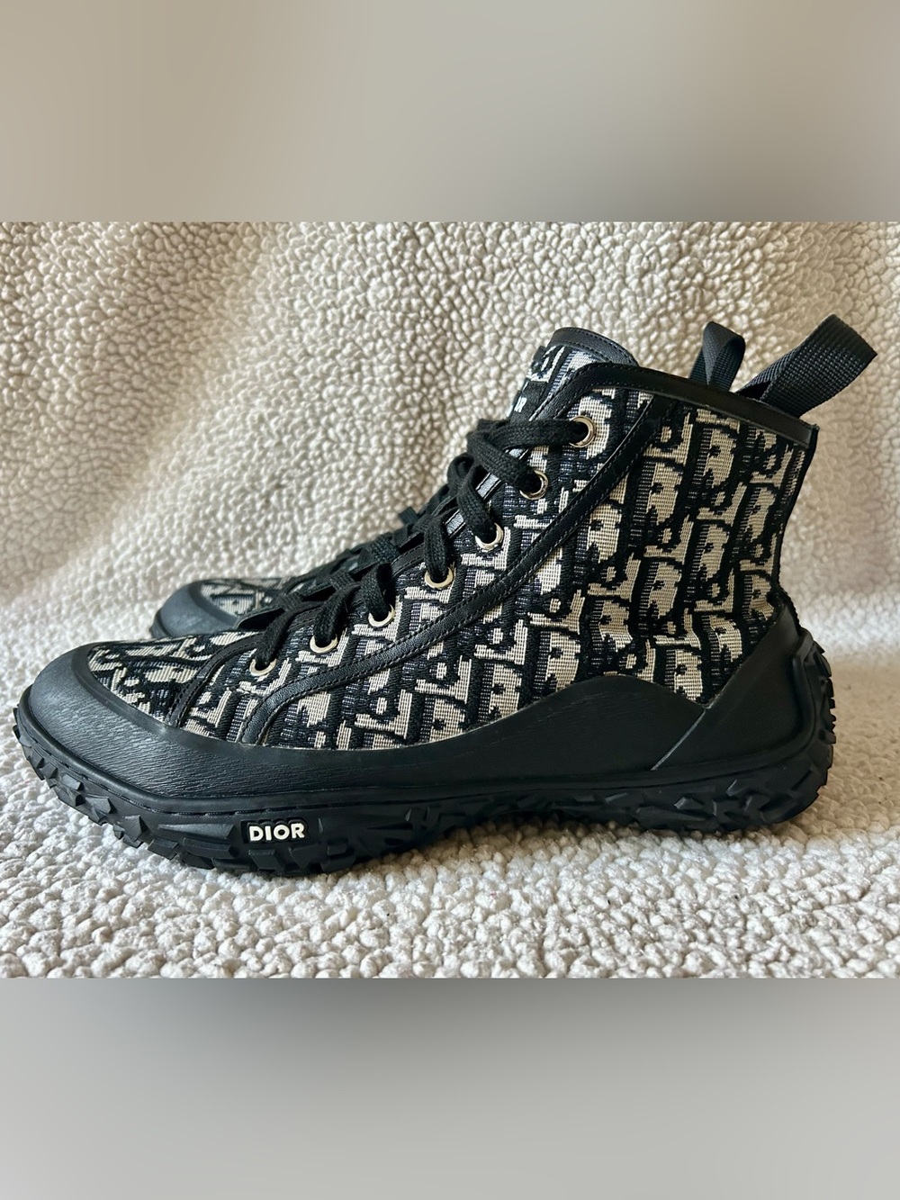 Dior Men’s Diorizon Black and White Monogram Ankle Boots - Size 11, EU 45 - Picture 3 of 10